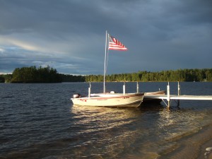 Flag over Watchic Lake dock
